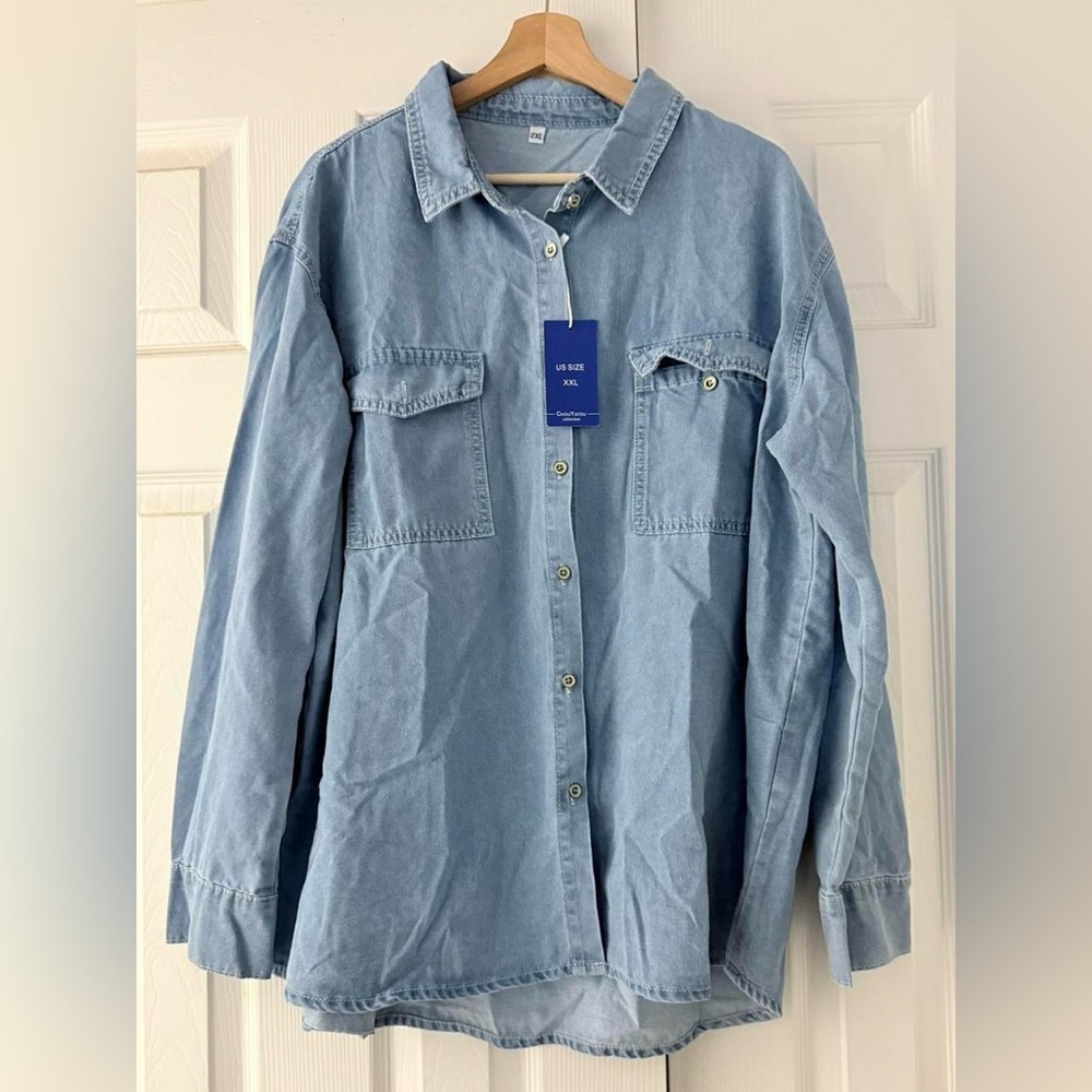 Women's Blue Button Down Shirt